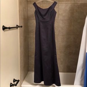 Charcoal Grey Off the Shoulder Full Length Dress